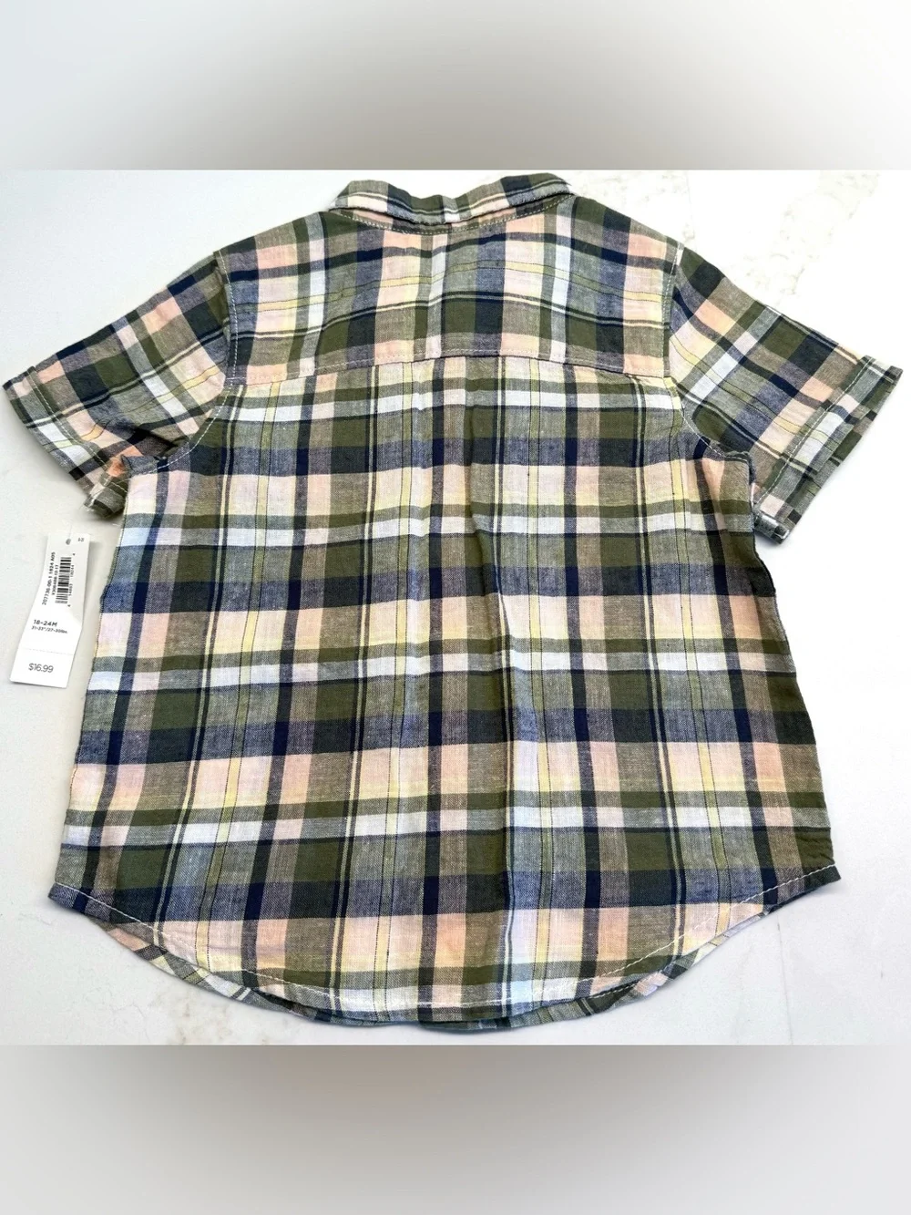 NWT Old Navy 18-24M Plaid Button-Up Shirt & Shark Print Chino Pants Outfit Set
